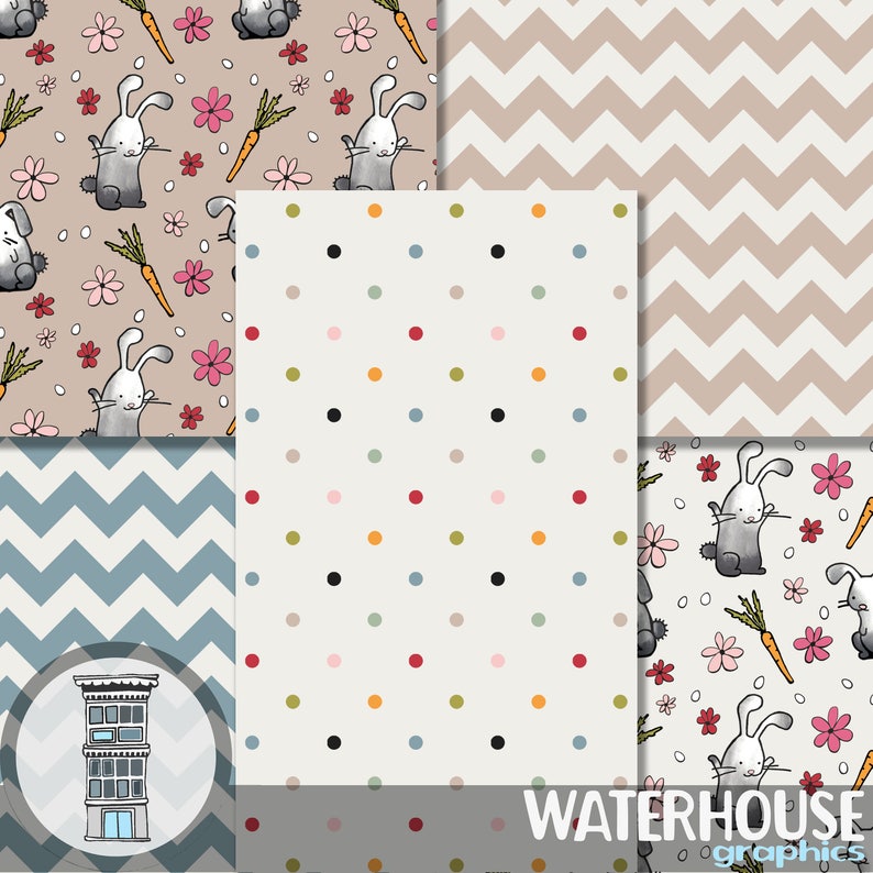 Easter Digital Paper Pack INSTANT DOWNLOAD Beige Teal Blue Cute EASTER ...
