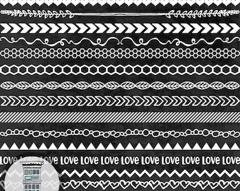 White Digital Borders Digital Dividers Clip art INSTANT DOWNLOAD Digital scrapbooking Personal blog & web design digital chalkboard overlays
