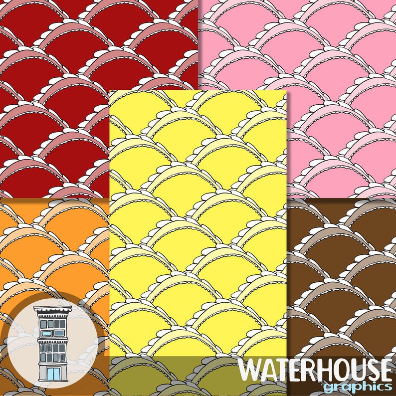 Digital Scrapbook Paper Pack Scallops INSTANT DIGITAL DOWNLOAD Etsy