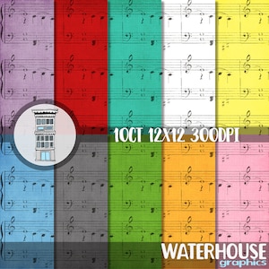 Musical DIGITAL PAPER PACK bright colorful music note papers Instant Download scrapbooking planner printables cards musical notes papel