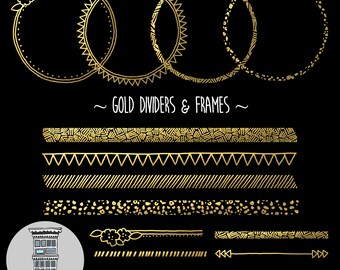 Digital Gold Circular Frames Dividers INSTANT DIGITIAL GOLD arrow clip art set scrapbooking card-making overlays digital washi tape wedding