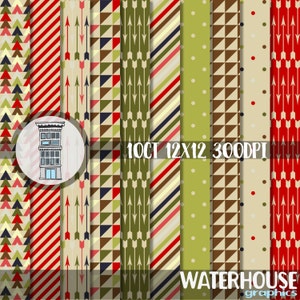 Christmas digital paper Digital Print Download for digital scrapbooking, DIY christmas, holiday wrapping, Christmas cards & invitations