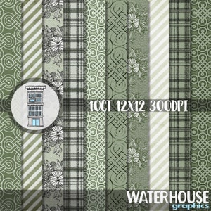 Paquet de papier numérique écossais celtique TÉLÉCHARGEMENT IMMÉDIAT Trèfle vert irlandais St Patricks Day modèles Scrapbooking planificateur imprimables cartes toile de fond