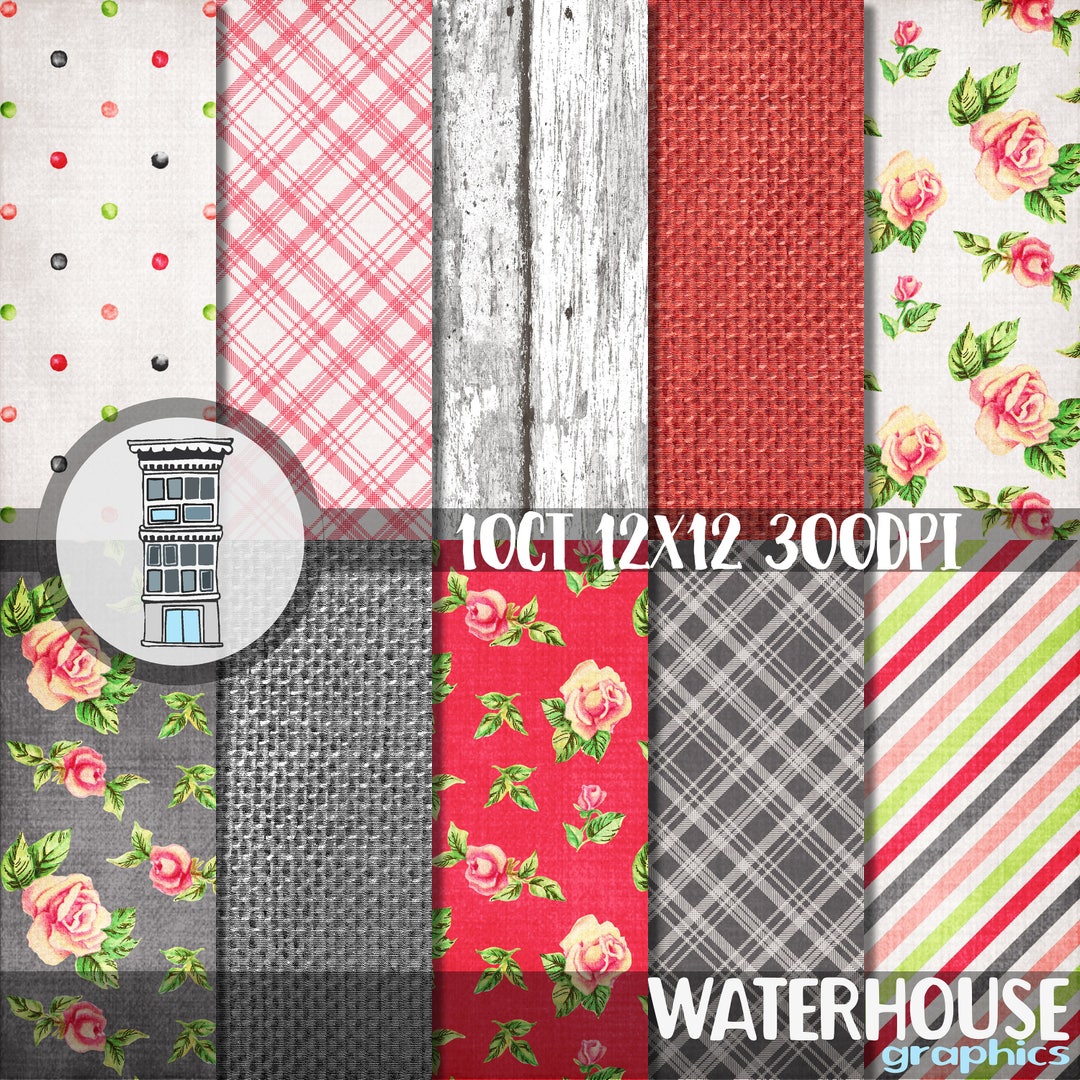 Pink Floral Digital Paper Pack Beautiful Wedding Flowers Distressed ...