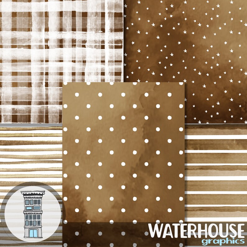 Dark Brown Watercolor Digital Paper Pack INSTANT Digital | Etsy
