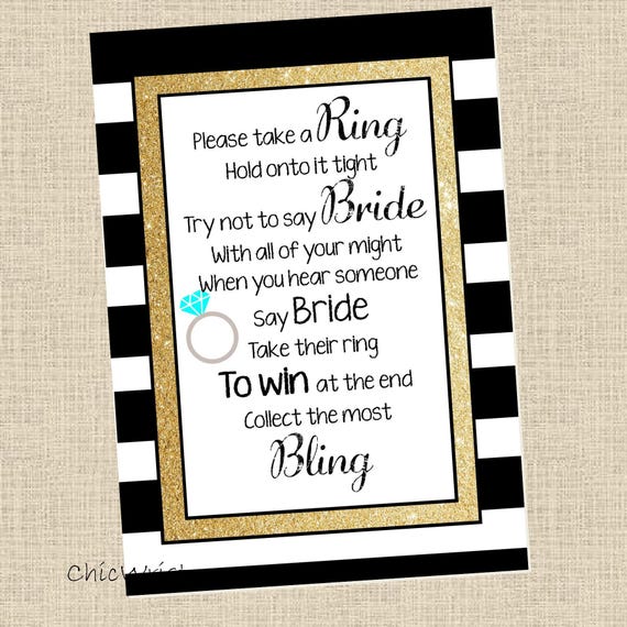 Printable Bridal Shower Game // Put a ring on it // Dont say Bride game // Dont say Game // Black and white // Digital File INSTANT DOWNLOAD Il_570xn