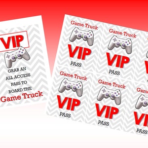 Festa per VIDEOGIOCHI // Distintivi VIP per videogiochi e accesso rosso// Download istantaneo
