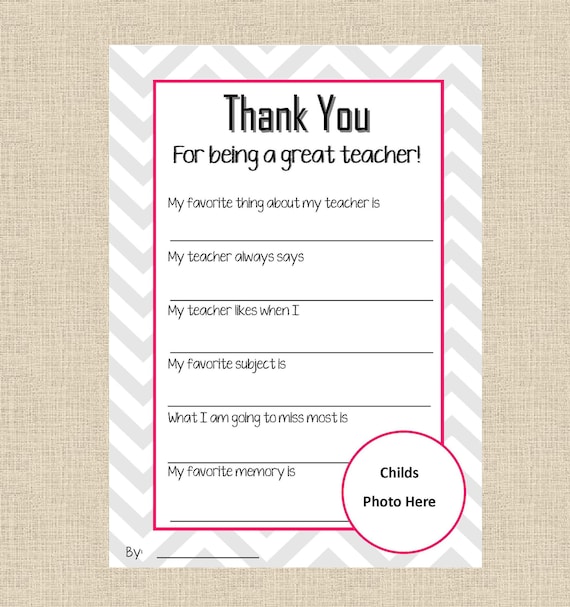 TEACHER Appreciation Printable // Teacher Thank You // Thank you card // end of school Digital File INSTANT DOWNLOAD Il_570xn