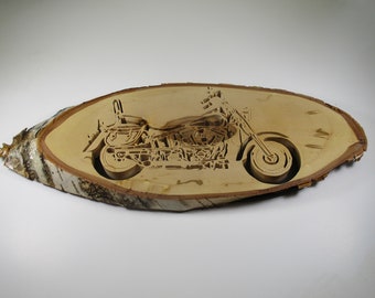 Motorcycle Plaque in Birch