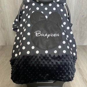 Mickey Mouse • Funda para asiento de coche • Blanco y negro • Lunares • Regalo para bebé niño • Minnie Mouse • Disney • Regalo para bebé • Regalo para baby shower • Bebé
