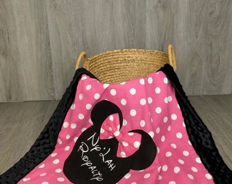 Minnie Mouse - Baby Blanket - New Mom Gift - personalized- infant baby blanket - keepsake -