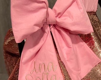 Bow with the name - Embroidery - Personalized Bow - Bow Only - Bow for Carseat Cover - Detachable Bow