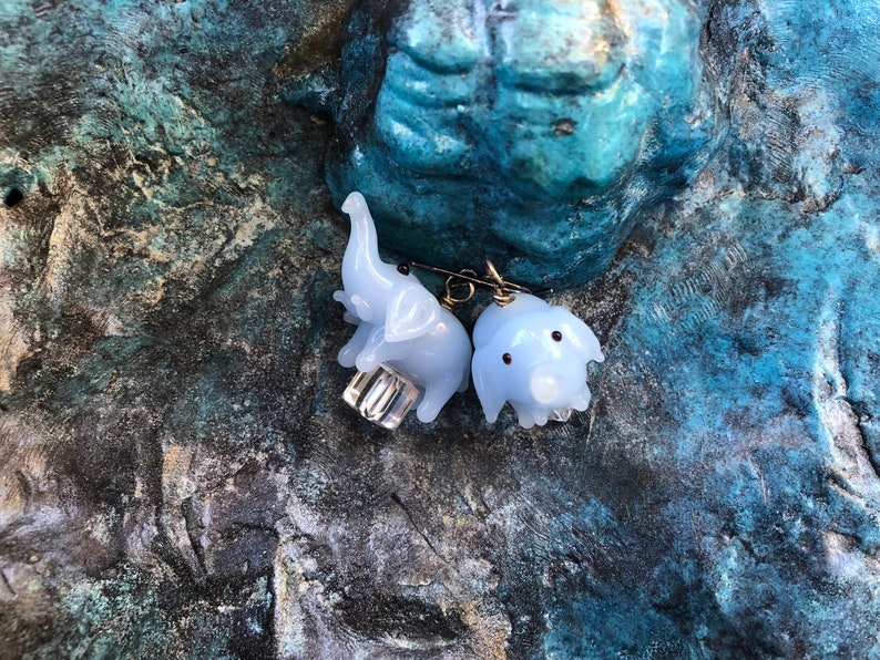 Handmade Glass Elephant Drop Earrings