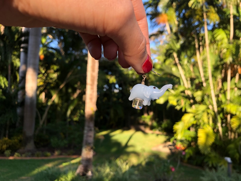 Handmade Glass Elephant Drop Earrings