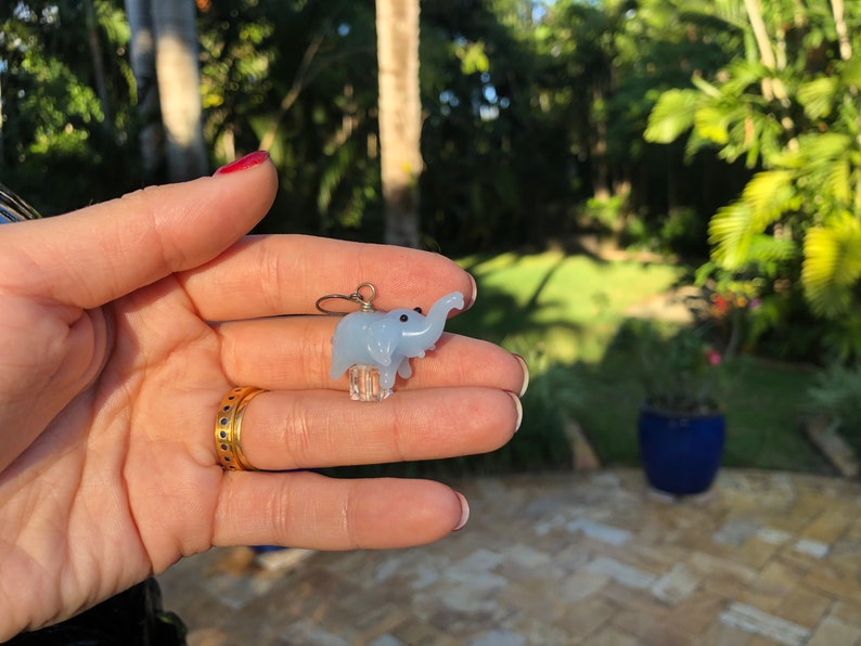 Handmade Glass Elephant Drop Earrings