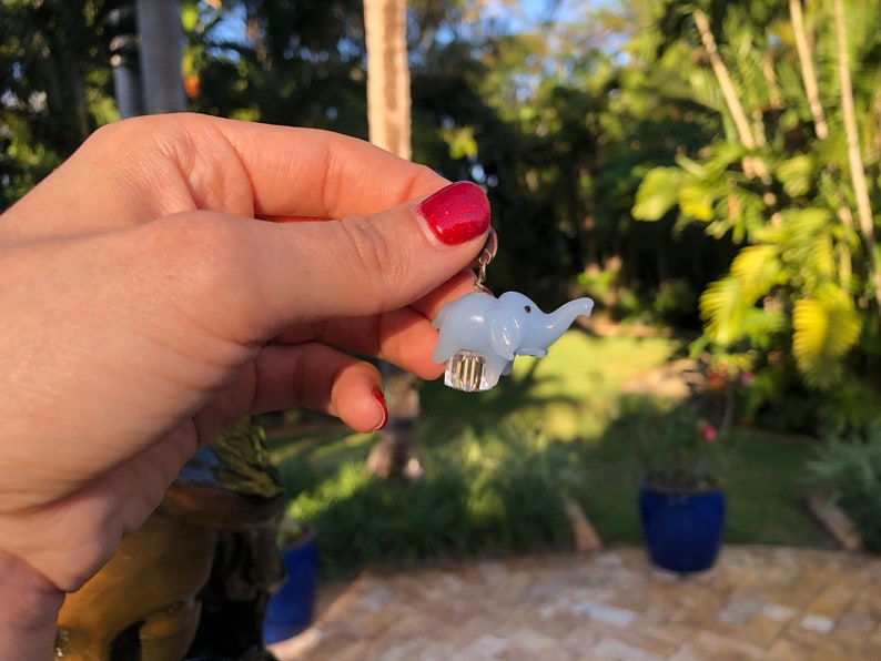 Handmade Glass Elephant Drop Earrings