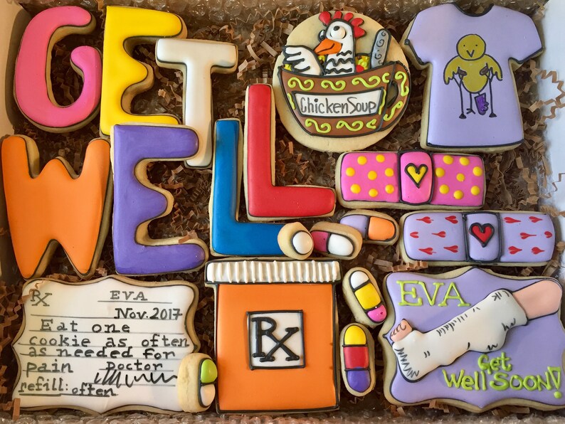 Get Well Cookie Set Decorated Sugar Cookies Get Etsy