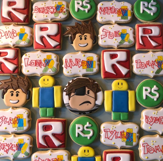12 Roblox Cookies Gamer Cookies Cookie Favors Gamer Gift Etsy - roblox how to login with cookie