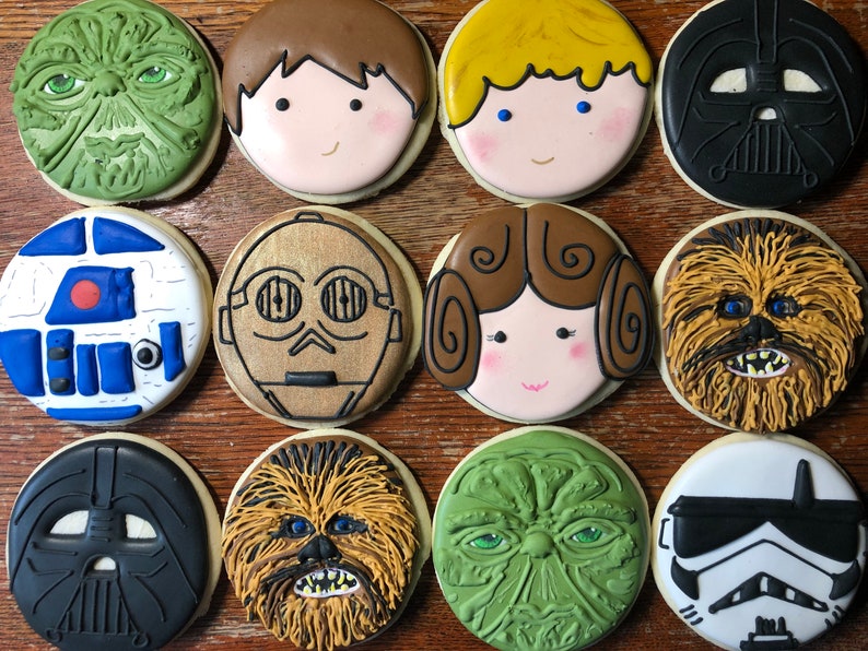Decorated Star Wars Cookie Set Yoda Cookies Star Wars Themed Etsy