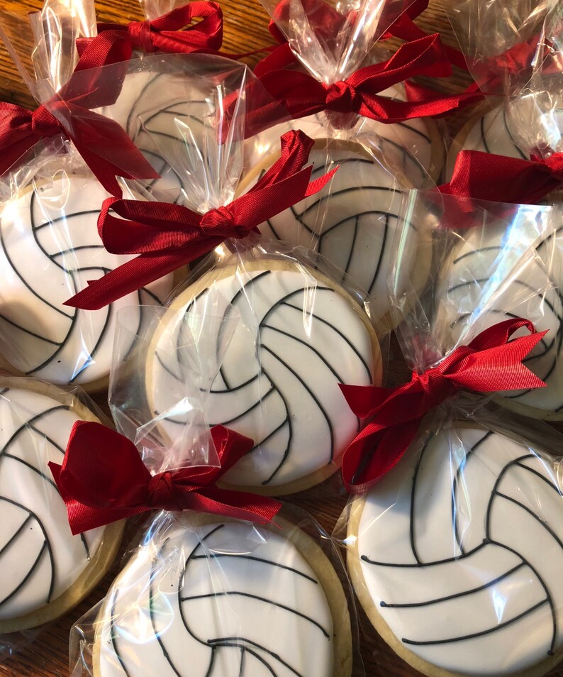 12 Decorated Volleyball Sugar Cookies Team Cookies Pink Etsy