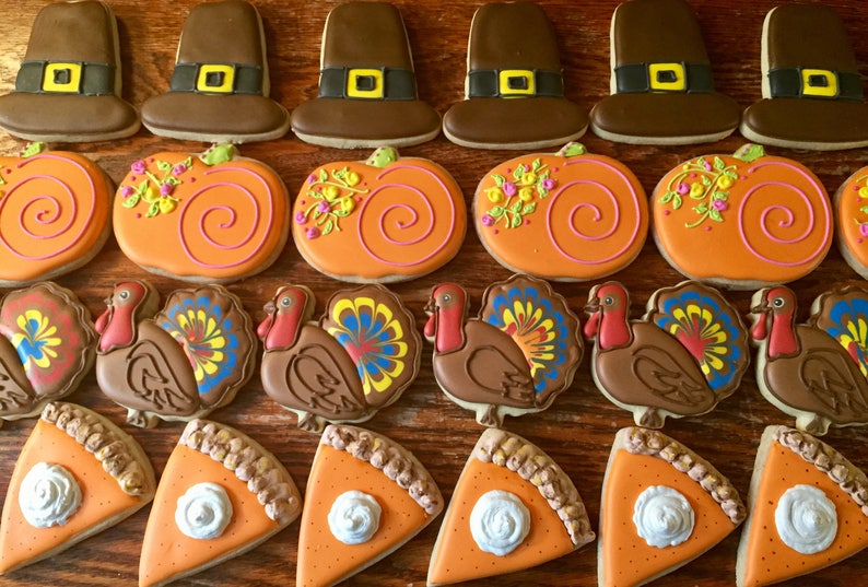 Thanksgiving Cookies Holiday Cookies Fall Cookies Decorated Etsy
