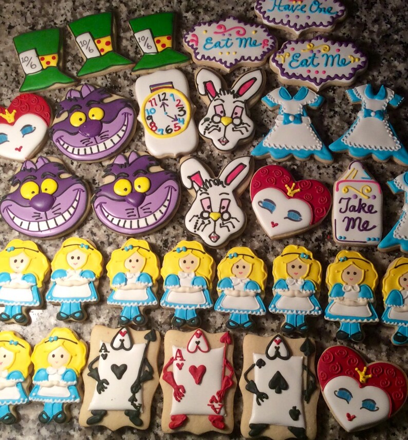 Alice in Wonderland Decorated Cookies Eat Me Take Me Sugar Etsy