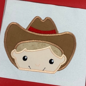 Cowboy Hooded Towel Design, Cowboy Peeker applique design,cowboy applique,cowboy applique design