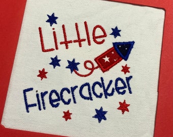 Little Firecracker applique design,little firecracker applique,patriotic kids applique design,patriotic embroidery,little firecracker design