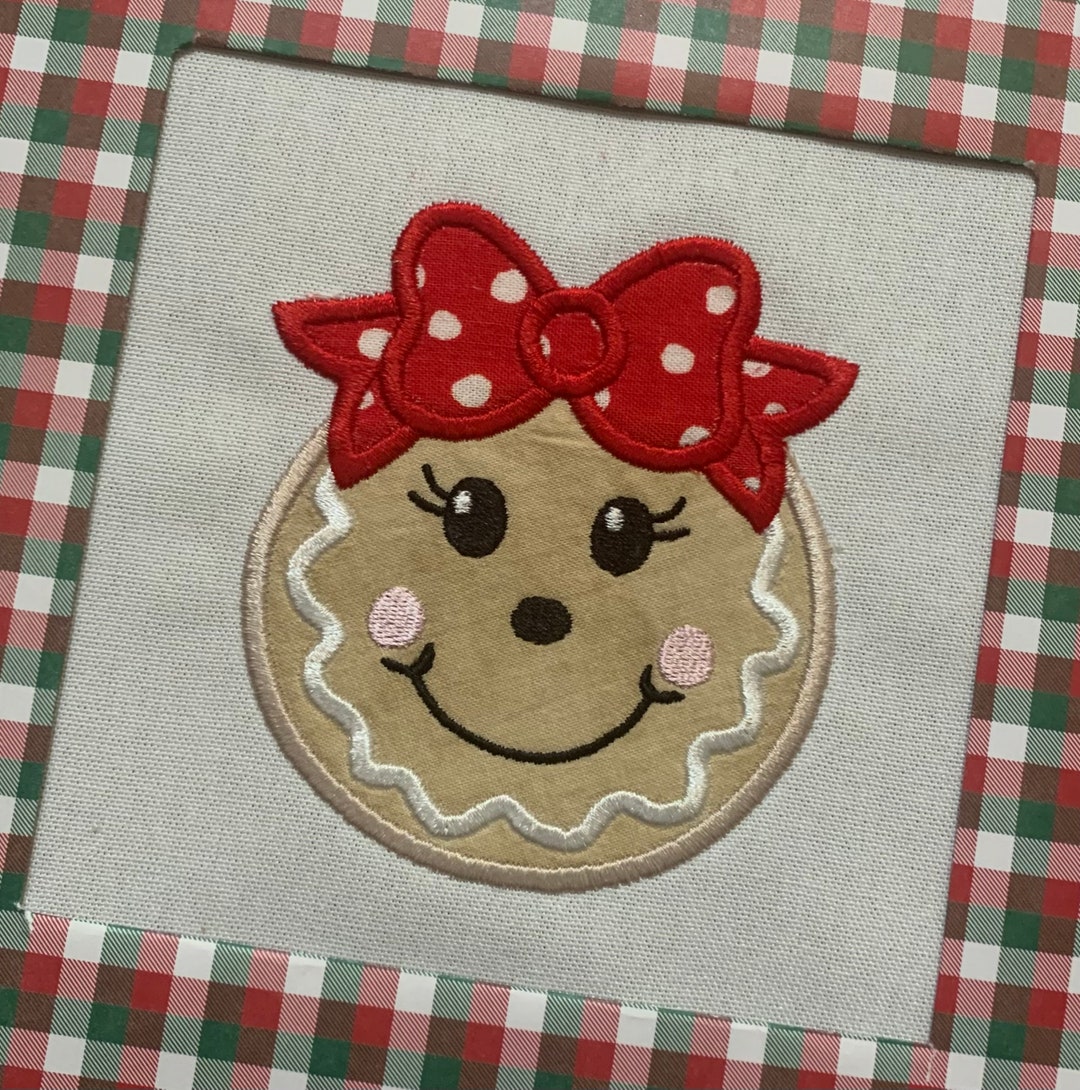 Gingerbread Girl Applique Design,gingerbread Girl Face Applique