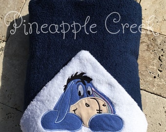 Sad donkey hooded towel