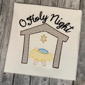 Krippe O Heilige Nacht Skizze Stickerei Design, Krippe Skizze Stickerei, Baby Jesus Krippe Skizze Design, Krippe Stickerei, Krippe Design