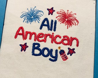 All American Boy Embroidery Design, All American Boy Embroidery, Patriotic embroidery, 4th of July embroidery
