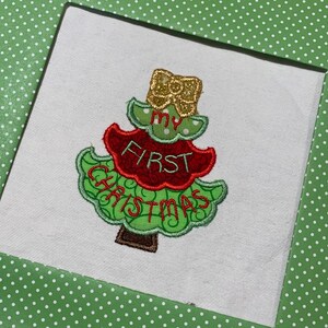 My First Christmas Applique Design,my first christmas tree applique,my 1st christmas tree applique,first christmas applique,baby applique