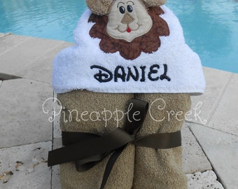 Lion Hooded Towel MONOGRAM INCLUDED