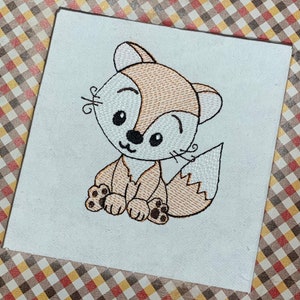 Fox Sketch Embroidery Design,Fox embroidery design,fox embroidery,fox design,woodland sketch design