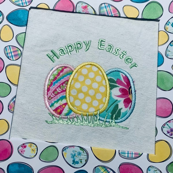 Happy Easter Egg Trio Applique Design,Happy Easter Egg applique,easter applique,easter egg applique design,spring applique design,spring