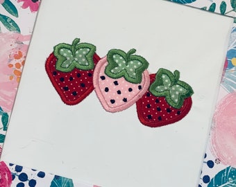 Strawberry Trio Applique Design,Strawberry applique design,strawberry applique
