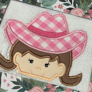 Cowgirl Hooded Towel Applique Design,cowgirl peeker design,cowgirl face applique,cowgirl face applique design,cowgirl embroidery
