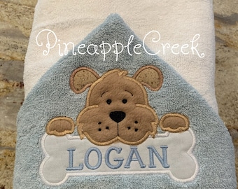 Puppy Dog Hooded Towel NAME INCLUDED