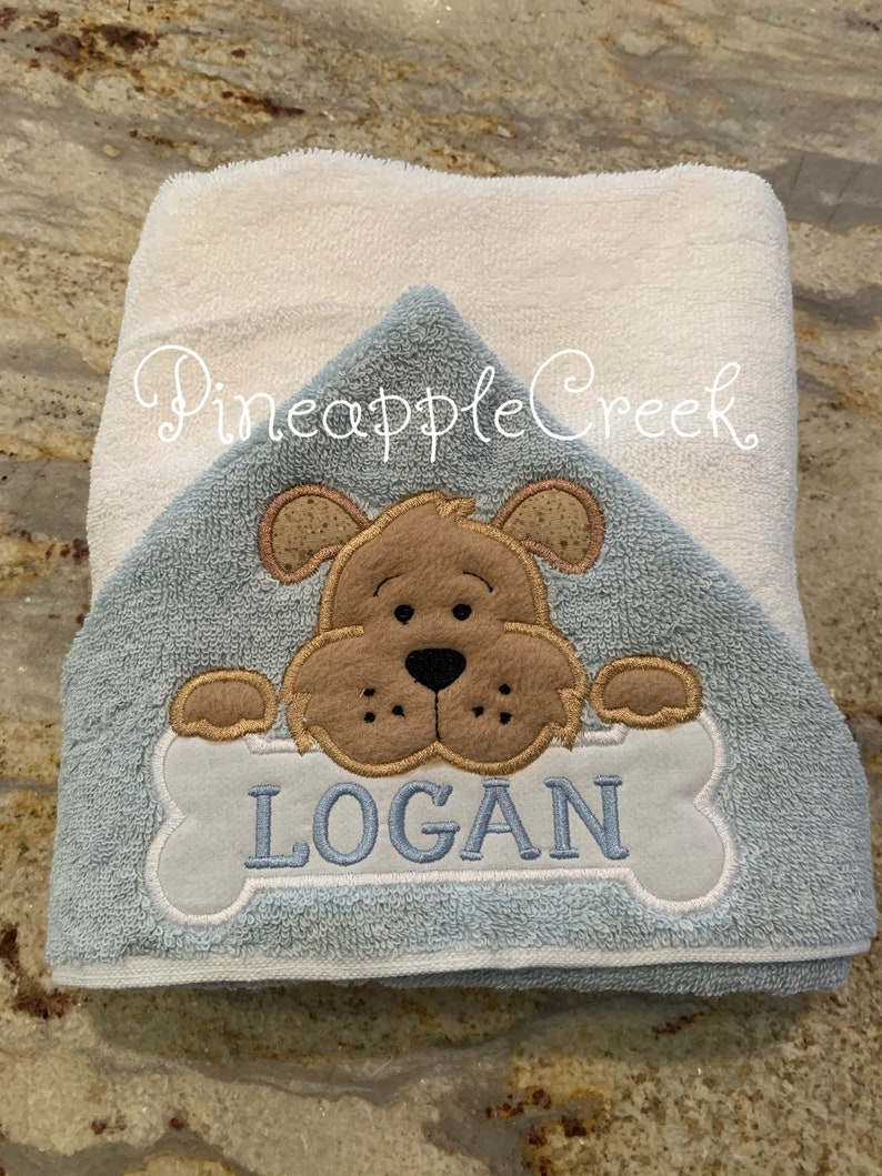 Puppy Dog Hooded Towel NAME INCLUDED Etsy