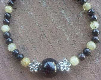 Garnet with Rutiled Quartz Gemstone Bracelet made exactly the way you want