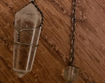 Clear Quartz Chakra Pendulum 7 3/4" chain