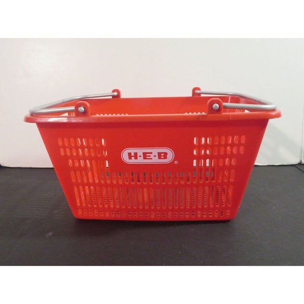 HEB Kids Play Pretend Plastic Toy Small Grocery Shopping Basket Red