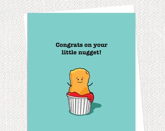 Baby Congratulations Card, New Baby Card, Little Nugget, Baby Girl, Baby Boy, Baby Shower Card, Congrats Baby