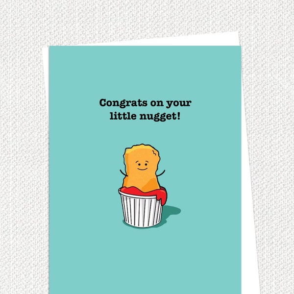 Baby Congratulations Card, New Baby Card, Little Nugget, Baby Girl, Baby Boy, Baby Shower Card, Congrats Baby