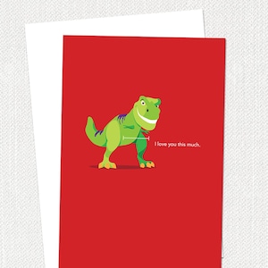 T-Rex Card, Dinosaur Valentines Card, Funny Dinosaur, T-Rex Birthday, Funny Anniversary Card, I Love You Card, T-Rex Art image 1