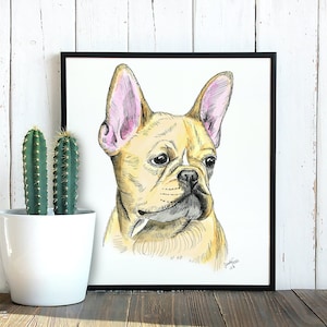 Pet Drawing, Watercolor Dog Portrait, Mother's Day Gift, Paper Anniversary, Dog Lover, Christmas Gift, Dog Drawing, 5x7, 8x10 image 1