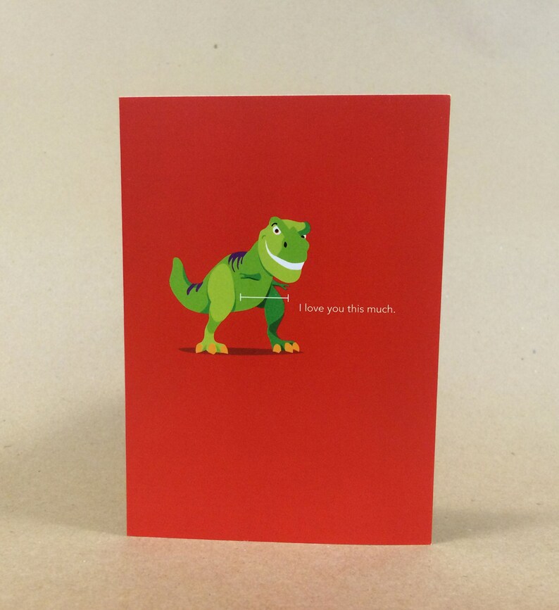 T-Rex Card, Dinosaur Valentines Card, Funny Dinosaur, T-Rex Birthday, Funny Anniversary Card, I Love You Card, T-Rex Art image 2