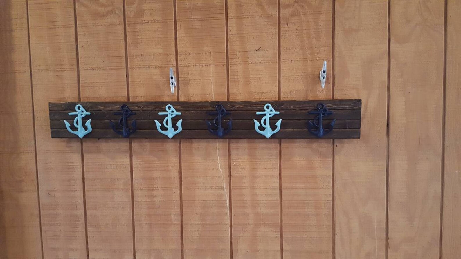 Six Anchor Coat Rack / Nautical Nursery / Nautical Bathroom / Etsy