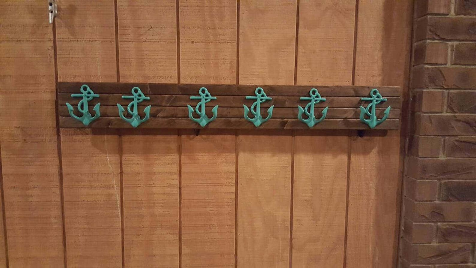 Six Anchor Coat Rack / Nautical Nursery / Nautical Bathroom / Etsy
